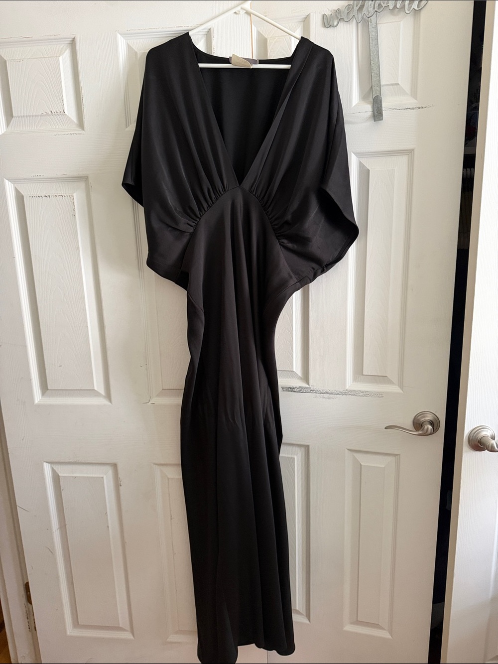 Anthropologie Black Maxi Dress with Deep V-Neck